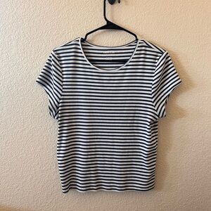 American Eagle Striped Short Sleeve Tee - Navy and White
